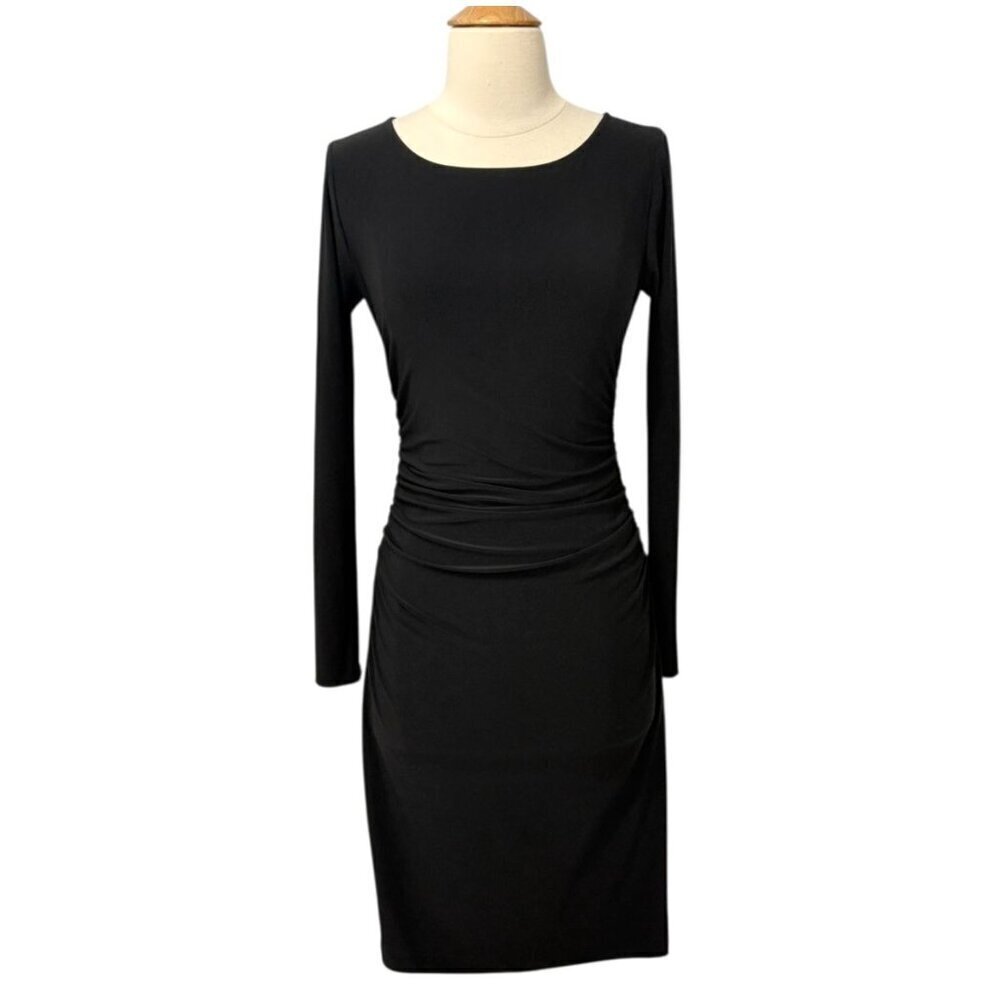 Norma Kamali Kamalikulture Dress Long Sleeve Ruched Black Stretch Bodycon Size S - Picture 2 of 10